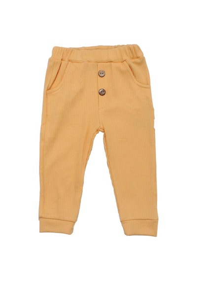 Bebegen Unisex Sarı Fitilli Cepli Penye Pantolon Tek Alt Çok Renkli