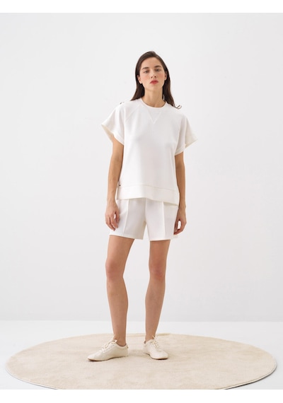 Xint Beyaz Modal Karışımlı Oversize Şort 470476