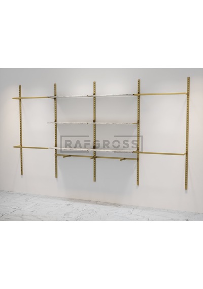 Mağaza Raf-Askılık Sistemi Butik Mağaza Stand 245 x 200 CM Gold - Mermer