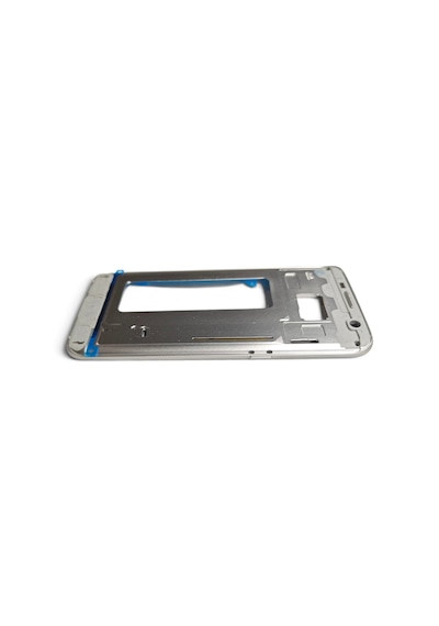 G935 Orta Kasa Galaxy S7 Edge Uyumlu Beyaz Renk Orta Kasa Çerçeve + Ses Açma On Off Tuş Plastik Kamera Camı Gümüş
