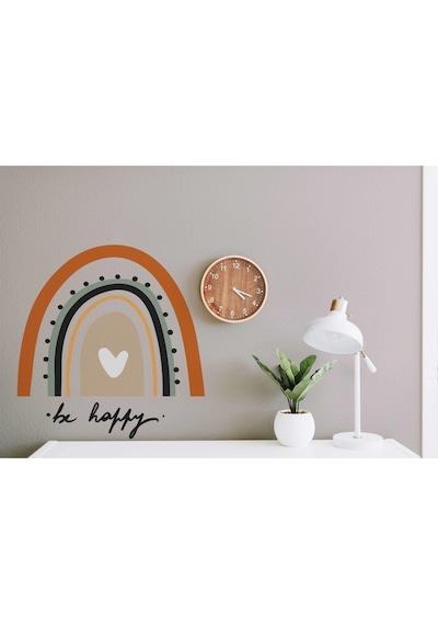 MSticker Be Happy Gökkuşağı Çocuk Odası Duvar Sticker