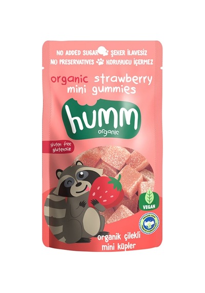 Humm Organic Organik Glutensiz Çilekli Mini Küpler 30g - 7 Adet Tarı