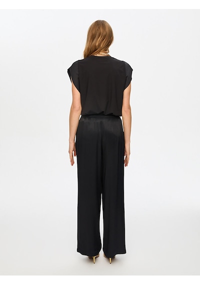 Faik Sönmez Wide Leg Fit Beli Lastikli Rayon Viskon Pantolon S26pnt004 Us26pnt00410 Siyah