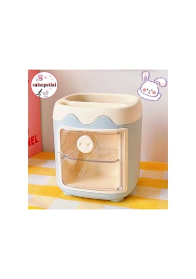 Kawaii Sevimli Kalem Kutusu Masaüstü Kalemlik Kawaii Kapaklı Kalem Kutusu Masa Üstü Organizer Mavi Kapaklı