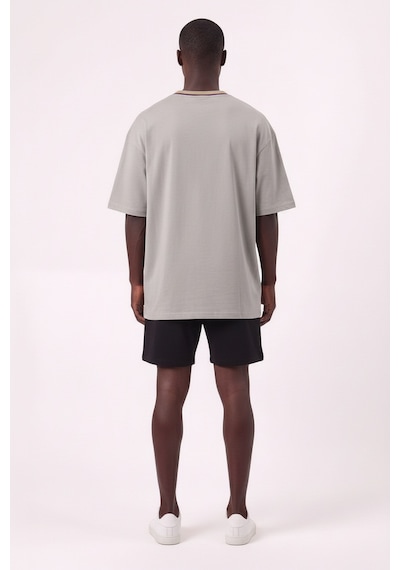 Blow Up Lakers Yazılı Gri Oversize Erkek T-shirt 11213 SİYAH