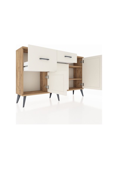 Arges Konsol 3 Raflı 2 Çekmeceli 3 Kapaklı 132x30x83 Çam-aytaşı/aytaşı Aytaşı/aytaşı