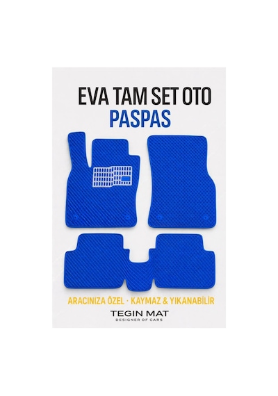 Dacia Spring 2021 2025 Essential Uyumlu Eva Oto Paspas Mavi Metal Topukluklu Tam Set