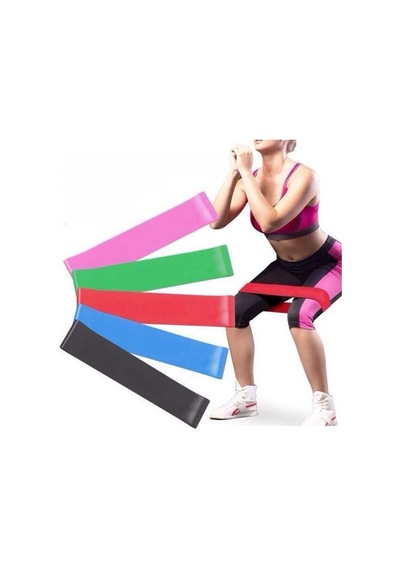 Pilates Direnç Lastiği Seti 5li Yoga Gym Egzersiz Bandı Spor Seti
