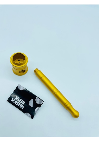 Alcan Metal Pipo Sarı 2 Parça Süzgeçli Pipe 10 CM