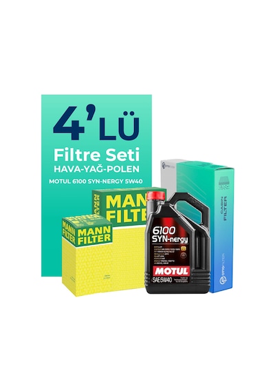 Mann Fiat Egea 1.4 Benzin Filtre Bakım Seti Motul Motor Yağlı (2015-2024) 4 Lü