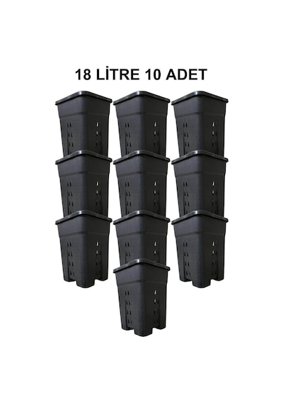 Grow Wizard Delikli Kare Air Pot Saksı 18 Litre 10 Adet