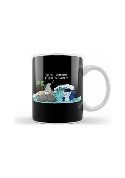 Funny Do Not Consume If Seal Is Broken Seal Shark Kupa Bardak Porselen Karışık