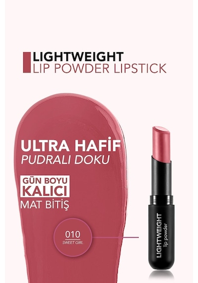 Flormar Lightweight Lip Powder Kurutmayan Mat Stick Ruj 010 Sweet Girl