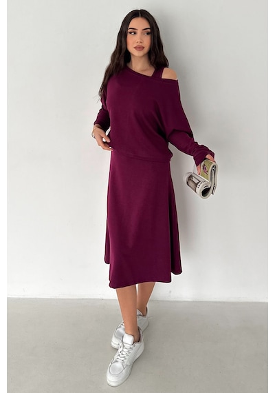 Kadın Düşük Omuzlu Takım Burgundy Drift Bordo