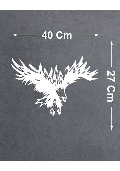 Sticker Dizayn Kartal Sticker - Eagle Beşiktaş Kanatlı Uçan Kartal Sticker - Araba Oto Motosiklet Karavan Cam Sticker - 00321 40x27 Cm