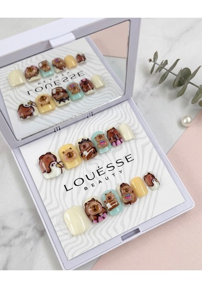 Louésse Capybara Friends Takma Tırnak 12 Li 3d Kapibara Figürlü Cute Nail