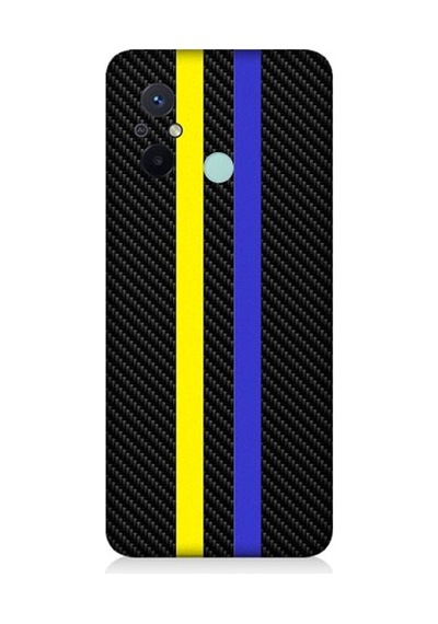 Xiaomi Redmi 12c Uyumlu Sarı Lacivert Karbon Motif Desenli Silikon Kılıf