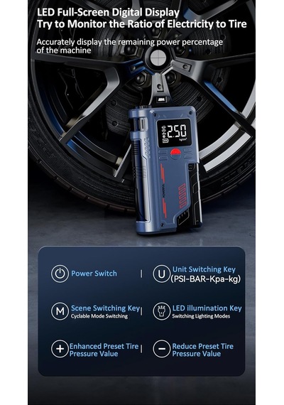 Sfalcı 14.8V Lastik Şişirme Araba Acil Güç Takviye Marş Motoru 10