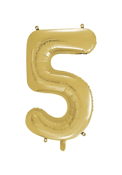 1 Adet 34 İnç 85 Cm Gold Folyo Balon Helyum Balon 5 Yaş Balonu 5 Rakam Balon GOLD