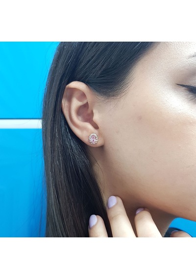 Lova Pırlantalı Oval Morganit Anturaj Küpe -  3070019