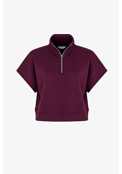 Penti Bordo İpeksi Dokunuş Silky Touch Kısa Kollu Fermuarlı Kısa Kollu Bluz