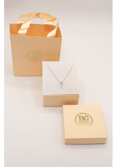 Doğan Diamond 925 Ayar Rodyum Kaplama 3Ct Blue Topaz Kolye -Raccolta Di Gocce