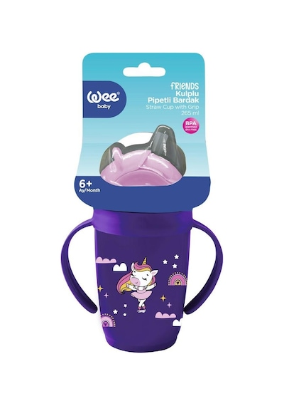 Wee Baby Friends Pipetli Bardak Mor 265 Ml Mor