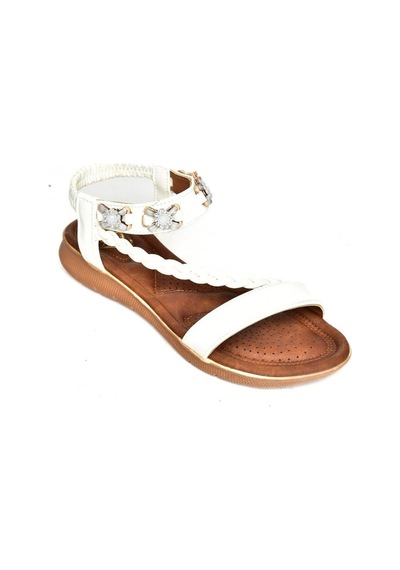 Fox Shoes S258013409 Beyaz Alçak Tabanlı Kadın Sandalet Beyaz