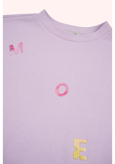 Panço Kız Çocuk Baskı Detaylı Sweatshirt Lila