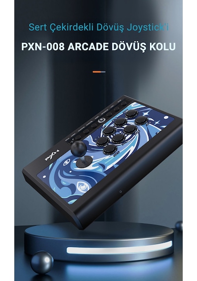 008 Arcade Dövüş Kolu Mavi Switch Mekanik Tuşlar, 50 Milyon Basım, Turbo Fonksiyonu, Klasik Çelik Joystick