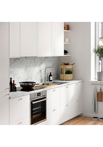 Ikea Lysekıl Çift Taraflı Duvar Paneli, Beyaz Canlı Mermer Görünümlü, 119,6x55 Cm