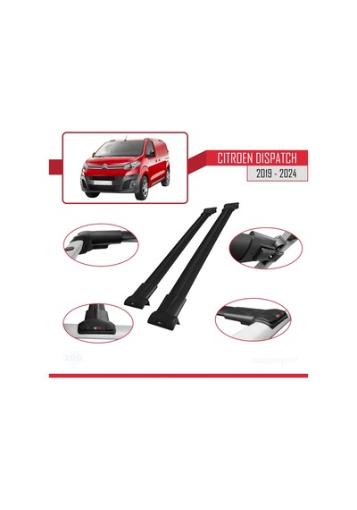 Citroen Dispatch 2019 Ve Sonrası İle Uyumlu Fly Model Ara Atkı Tavan Barı Siyah