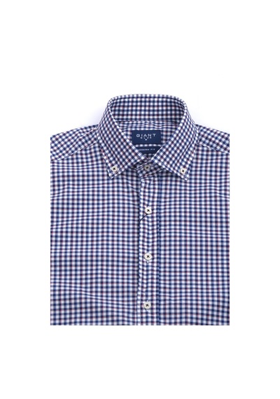 Giant Kareli Uzun Kol Erkek Gömleği - Modern Fit Lacivert