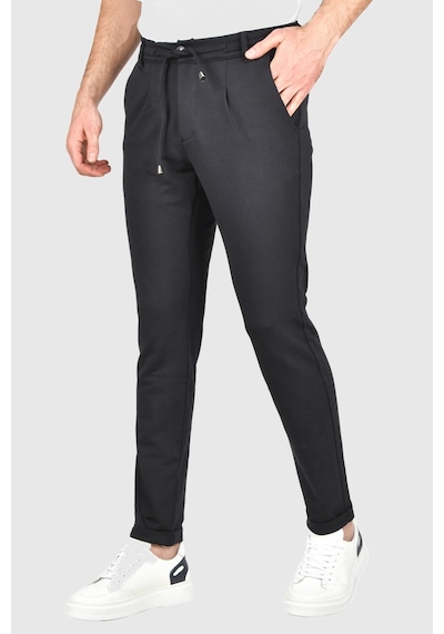 Deepsea Erkek Koyu Lacivert Beli Lastikli Slim Fit Likralı Duble Paça Penye Spor Pantolon 2502385 Koyu Lacivert