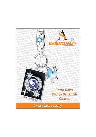 Tarot Kartı Dünya Charm /asafaccessory Gümüş