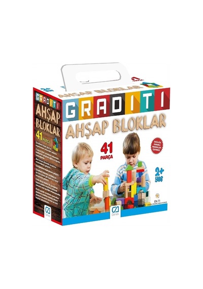 Ca Games Graditi Renkli 41 Parça Ahşap Bloklar