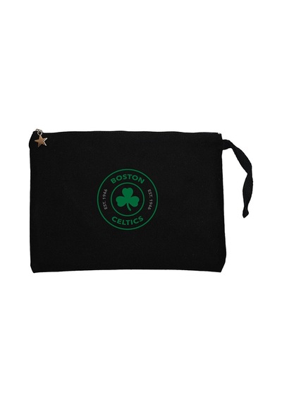 Boston Celtics Logo Siyah Clutch Astarlı Cüzdan / El Çantası Siyah