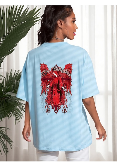 Uyguntarz Unisex My Regilion Tasarım Basklı Tshirt Bebe Mavisi