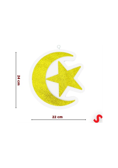 Ramazan Ay Yıldız Strafor Süs, 24cm X 22cm - Altın 0-99