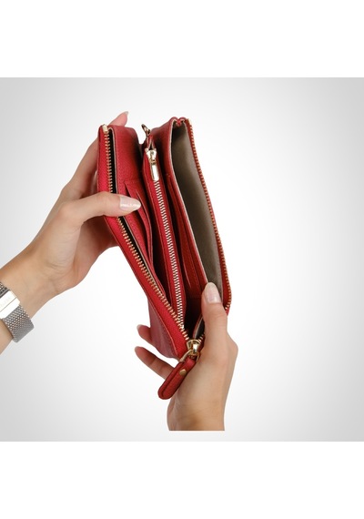 Mft Leather Hakiki Deri Kadın Cüzdan Çanta Almeda 5463 Flother Mat Kırmızı