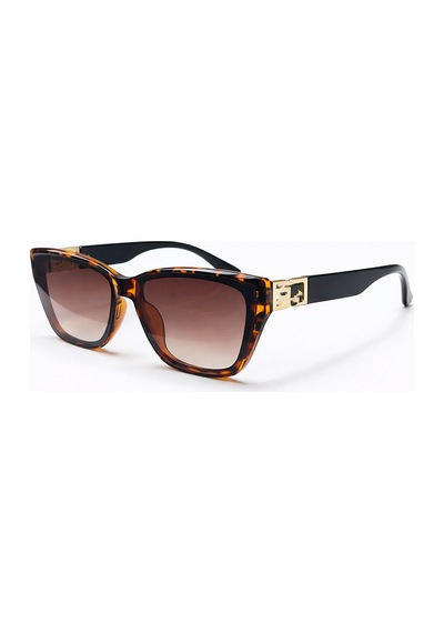 Kurven Leopar Retro Kare Kemik Çerçeve Gold Detaylı Unisex Uv400 Vintage Retro Güneş Gözlüğü Çok Renkli