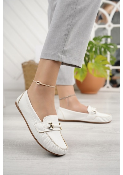 Khayt Daisy Casual Günlük Kadın Babet Ayakkabı Beyaz