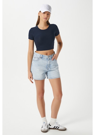 Ritnice Kadın Deal Lux Touch Yumuşak Doku Crop Lacivert Bluz