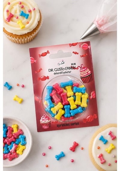Dr. Gusto Karışık Renkli Kemik Pasta Süsleme Şekeri