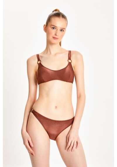 Too Salty Swimwear Kadın Halka Aksesuarlı Bralet Bikini Takımı 24s123st Kahverengi