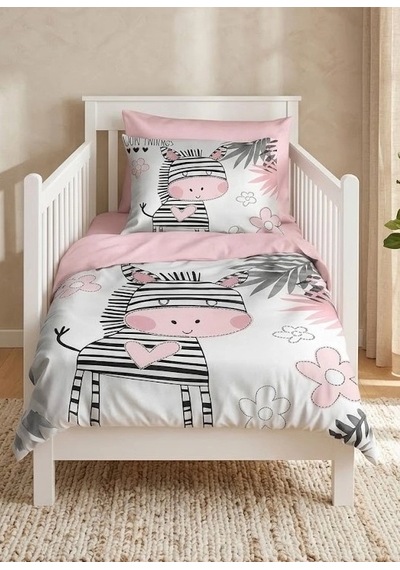 Baby Zebra %100 Doğal Pamuk Hassas Ten Uyumlu 3D Bebek Nevresim Takımı Çok Renkli
