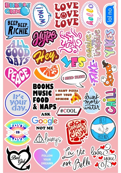 Eğlenceli İfadeler Seri 1 Sticker Seti Laptop Ajanda Notebook Tablet Defter Etiket Bullet Journal Diğer