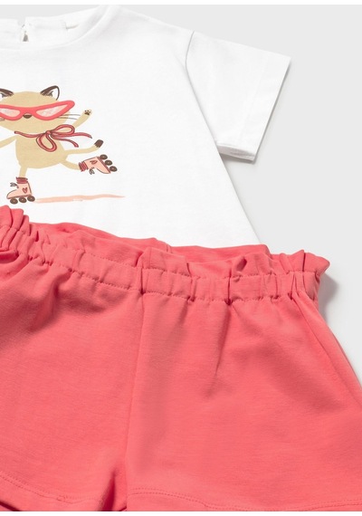 Mayoral Kız Bebek Penye Şort Takım 2 Tshirtlü Pembe