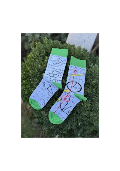 Lousocks Unisex Sağlı Sollu Matematik Formül Desenli Soket Çorap Mavi