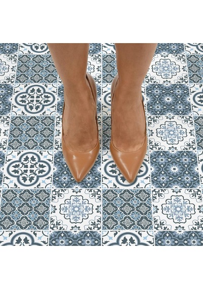 Wallpops Fp2951 Leyton Peel & Stick Floor Tiles Yer Karosu, Mavi